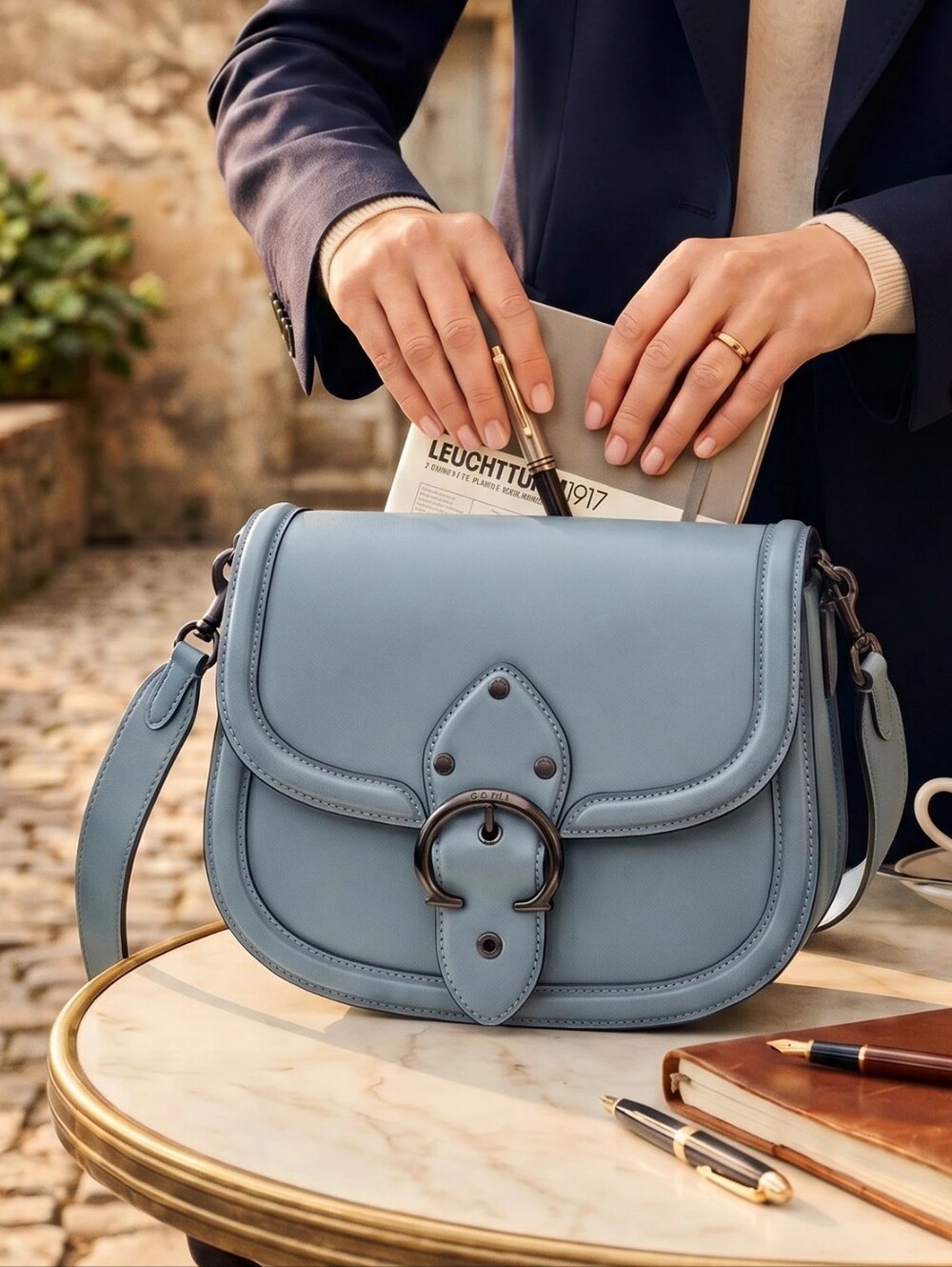 COACH The Beat Leather Saddle Crossbody Bag - Sage/Pewter